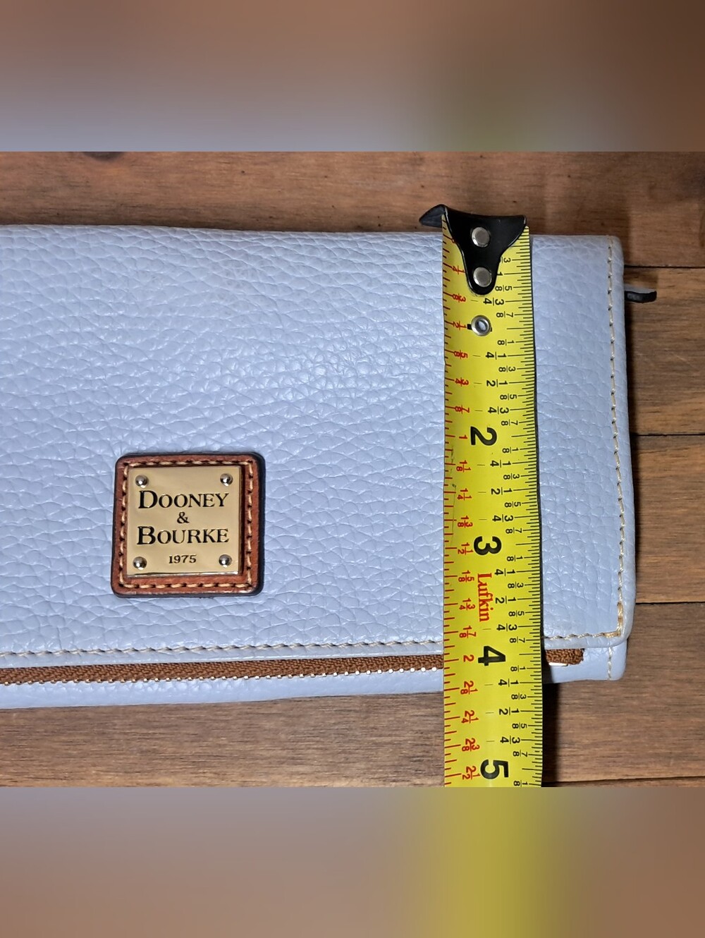 Dooney & Bourke Pebble Grain Folded Zip Wristlet Wallet - Glacier Blue - Picture 4 of 11
